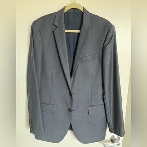 J crew navy blue suit with two pairs of pants size 40R jacket, 34/30 pants